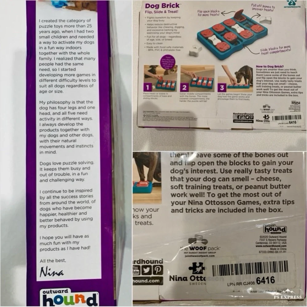Outward Hound Dog Brick Dog Treat Puzzle Maze Game Level 2 by Nina Ottosson NIB